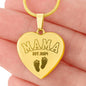 Mama Necklace with Engraved Personalization Baby Feet Heart Necklace
