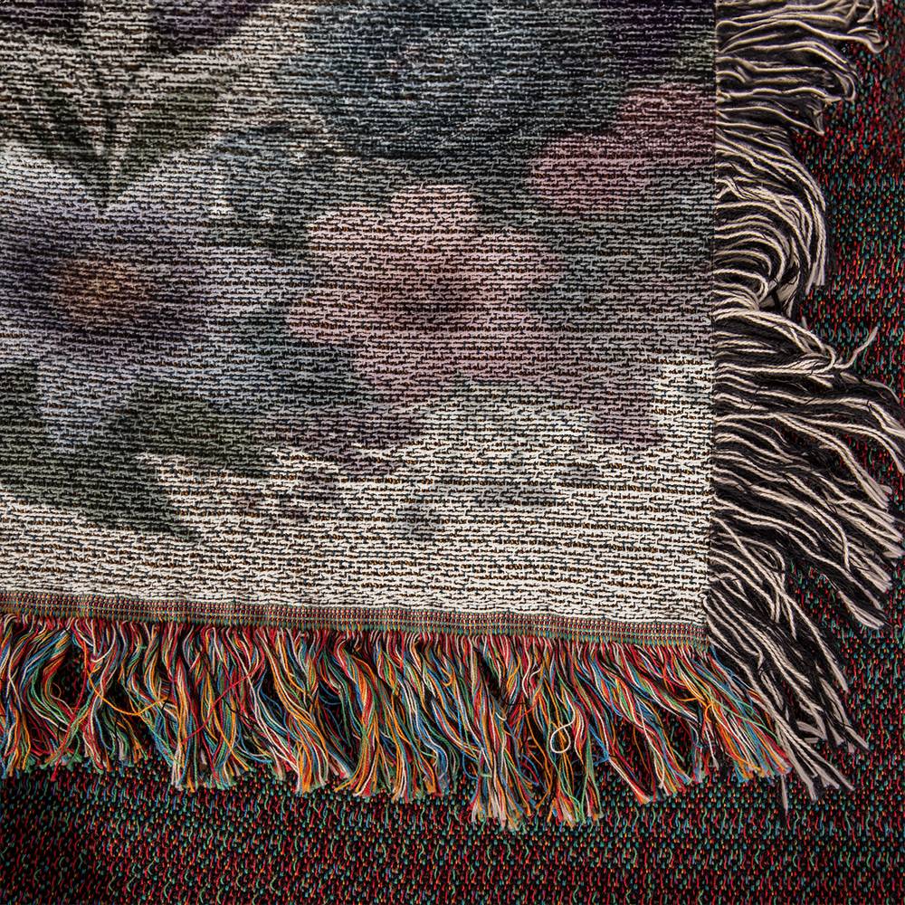 Heirloom Woven Blanket - Romantasy Fantasy Design with ACOTAR Fairies, Dragons, and Floral Motifs Gift for Reader Bookstagram Merch