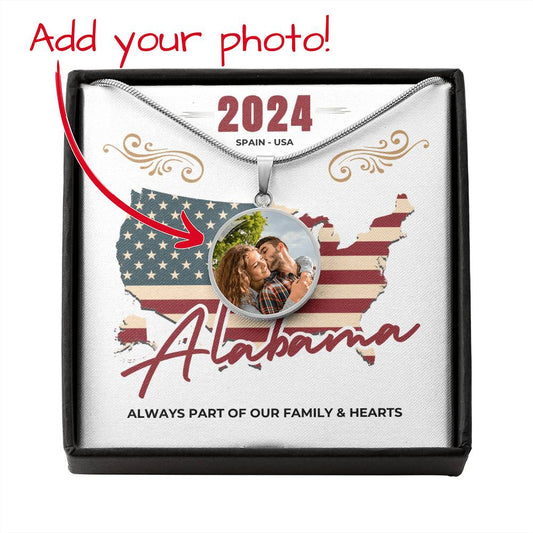 Patriotic exchange student Alabama keepsake necklace