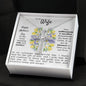 Christian Mothers Day Gift -  White Gold Pave across Necklace with Message Card for Wife and Mother