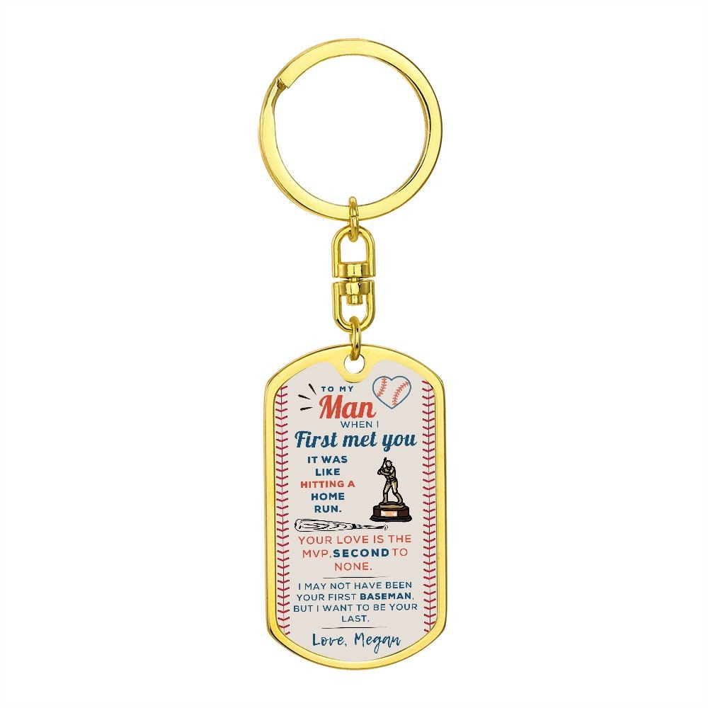 To my Man Baseball Keychain Boyfriend Gift, Homerun, Promise Ring for Him, Anniversary Gifts, Romantic Sentimental