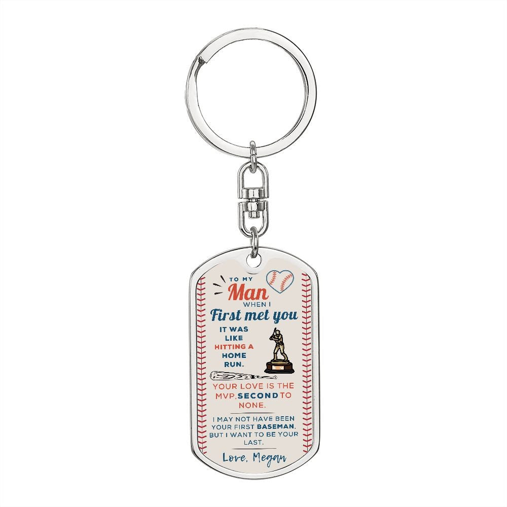 To my Man Baseball Keychain Boyfriend Gift, Homerun, Promise Ring for Him, Anniversary Gifts, Romantic Sentimental
