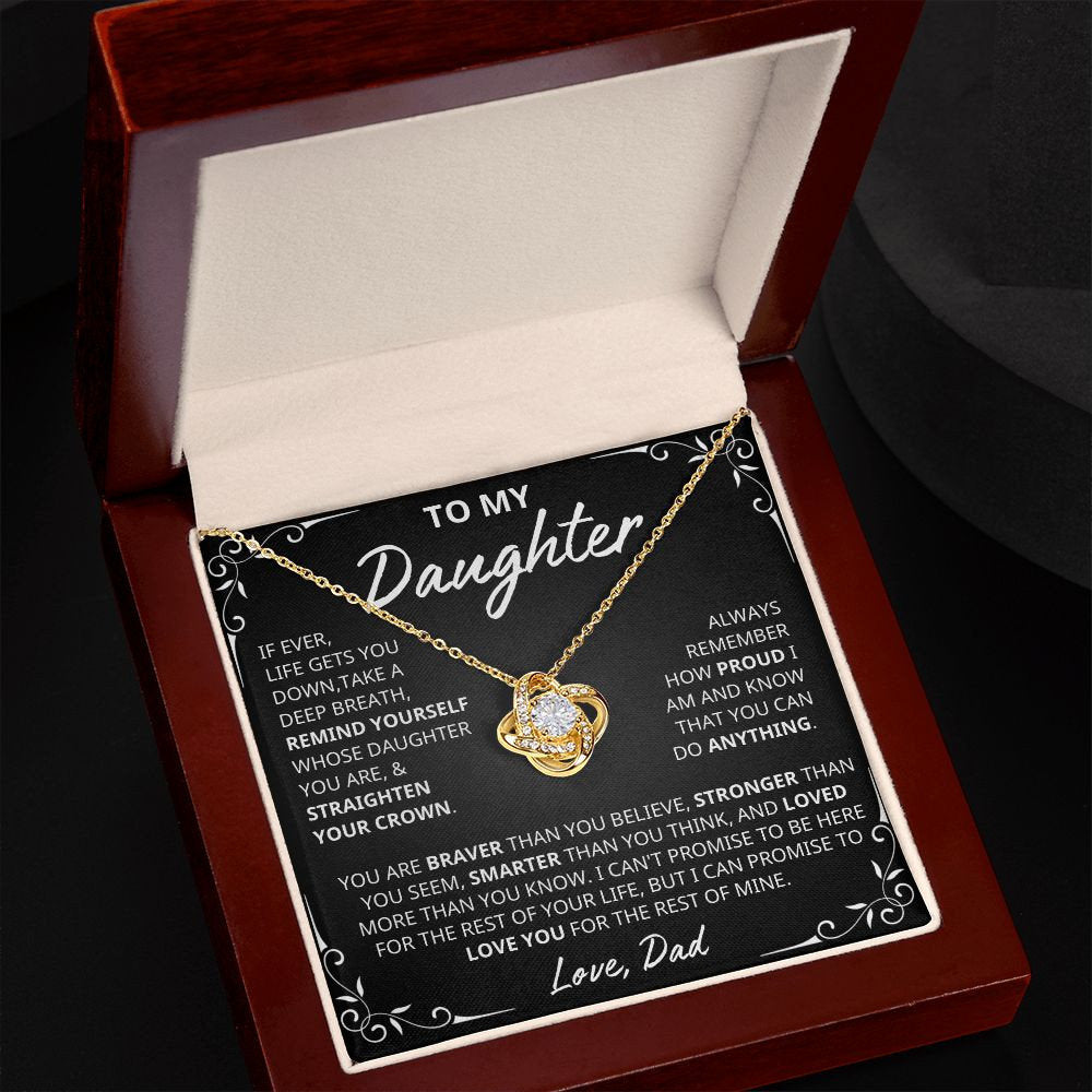 My Daughter, Gift From Dad, Inspirational Strength Gift, Daughter Necklace, Love Knot Necklace, 14k Sentimental Gift, Mother days Gift