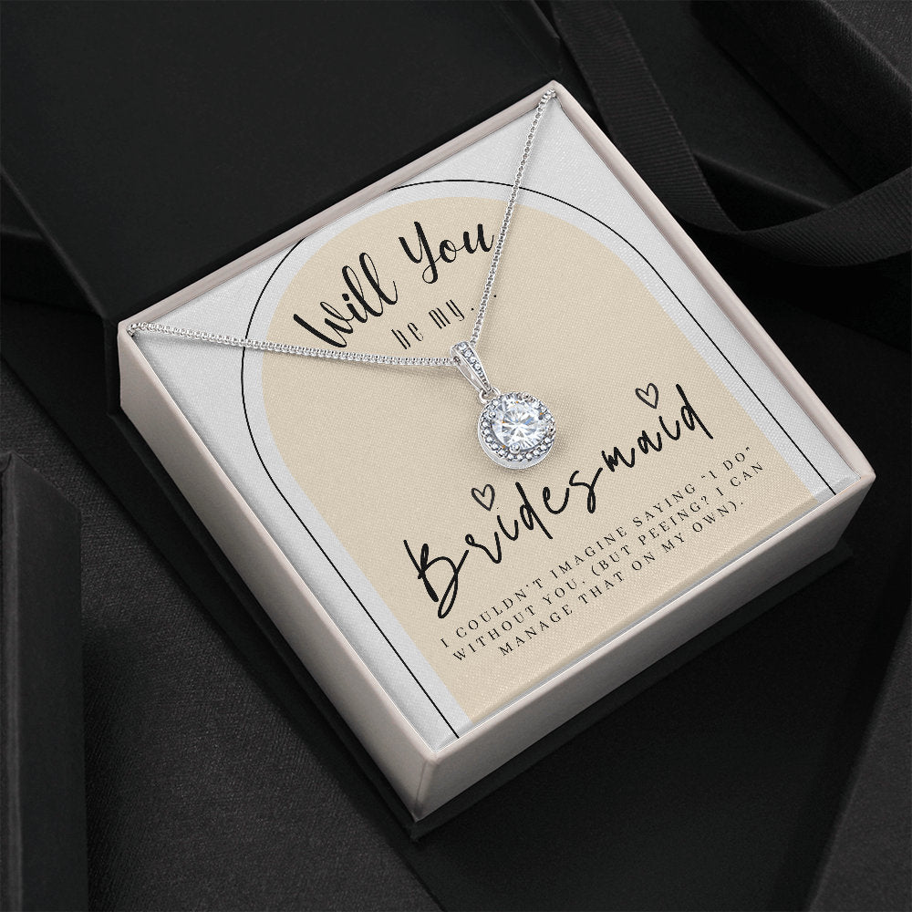 Bridesmaid Proposal Box with LeD light & Necklace on Beige background