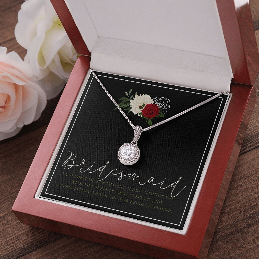 Red, Black and White Bridesmaid Necklace Gift