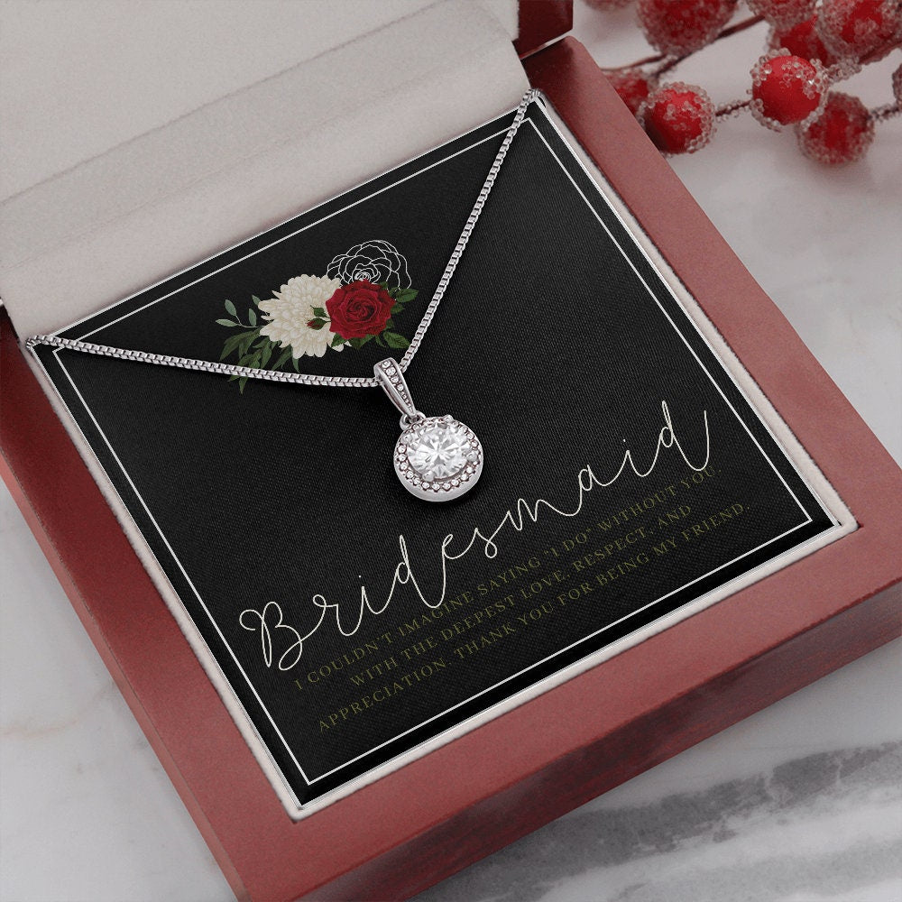 Red, Black and White Bridesmaid Necklace Gift
