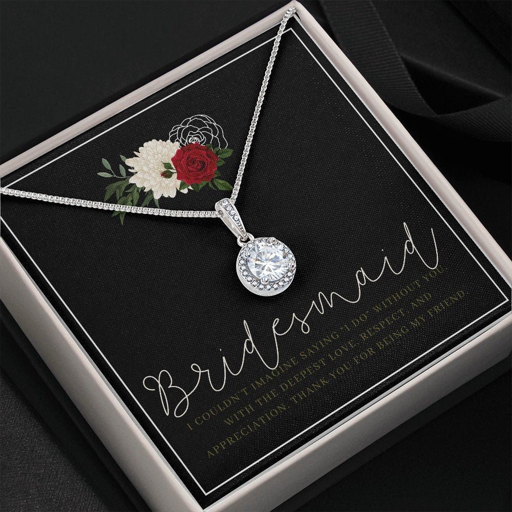 Red, Black and White Bridesmaid Necklace Gift