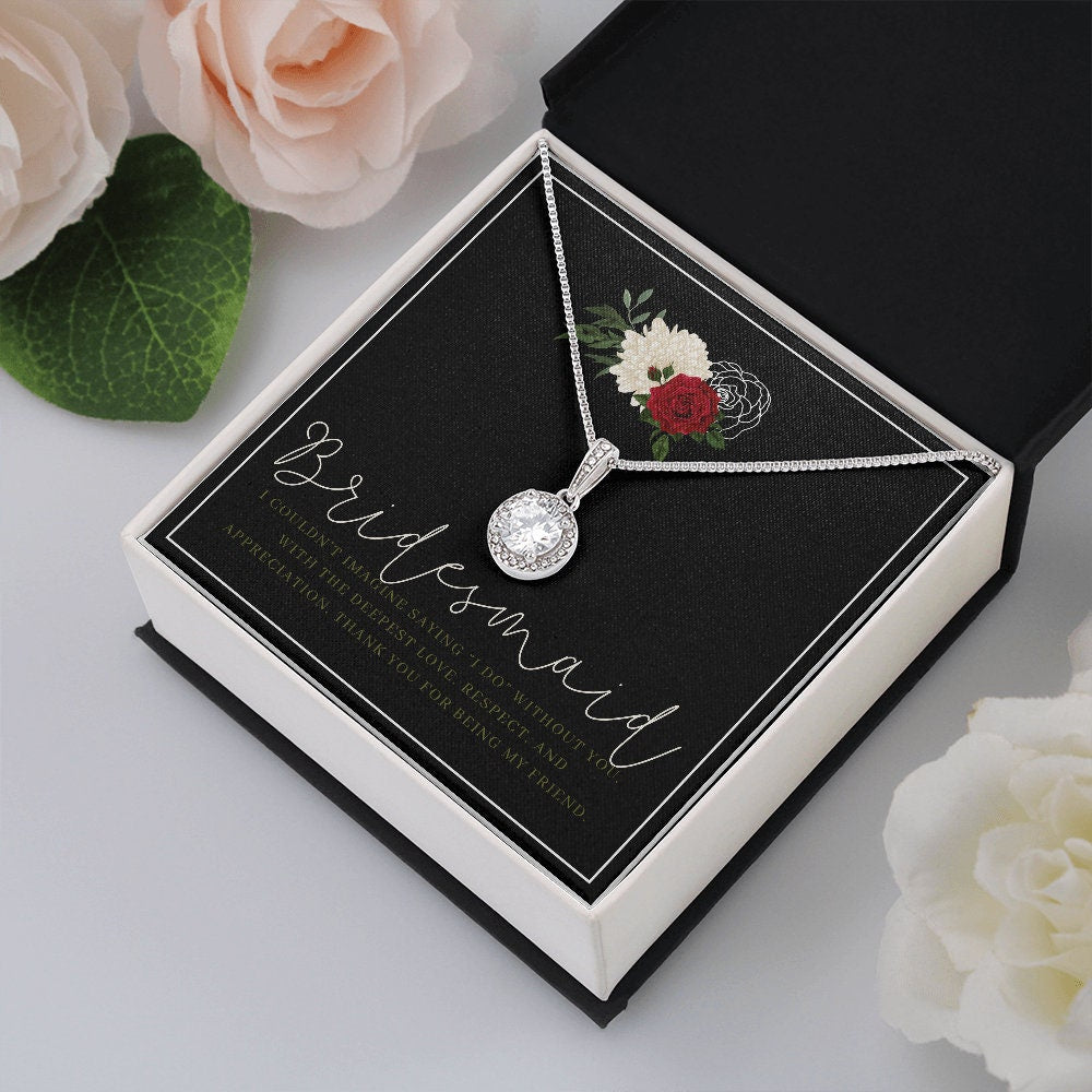 Red, Black and White Bridesmaid Necklace Gift