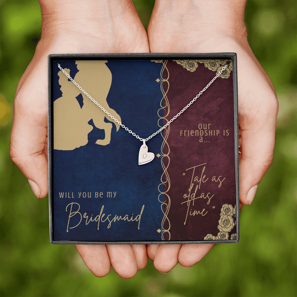 Personalized Heart Friendship Bracelet for Bridesmaid - Beauty and the Beast