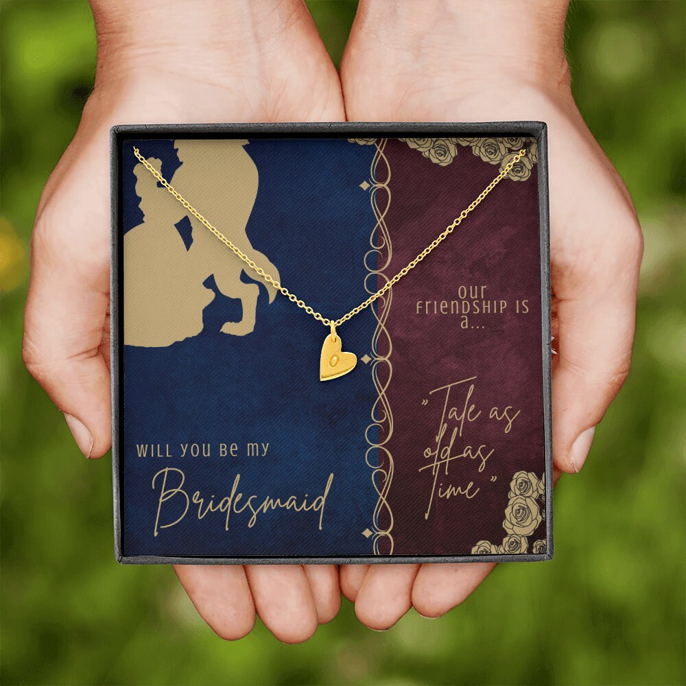 Personalized Heart Friendship Bracelet for Bridesmaid - Beauty and the Beast