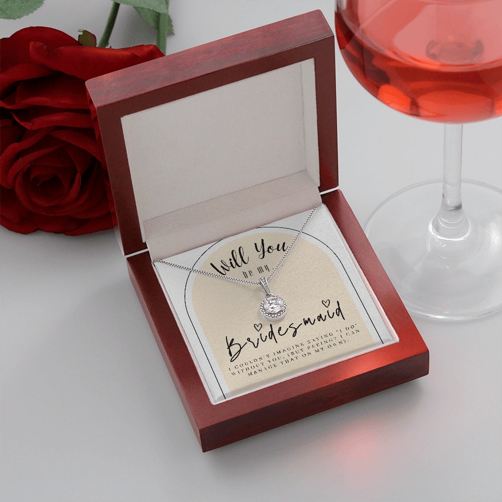 Bridesmaid Proposal Box with LeD light & Necklace on Beige background