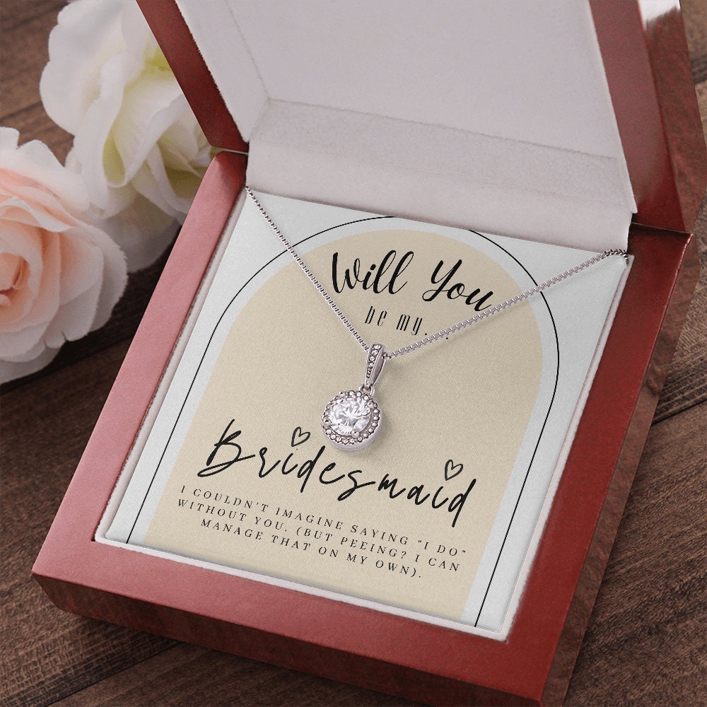 Bridesmaid Proposal Box with LeD light & Necklace on Beige background