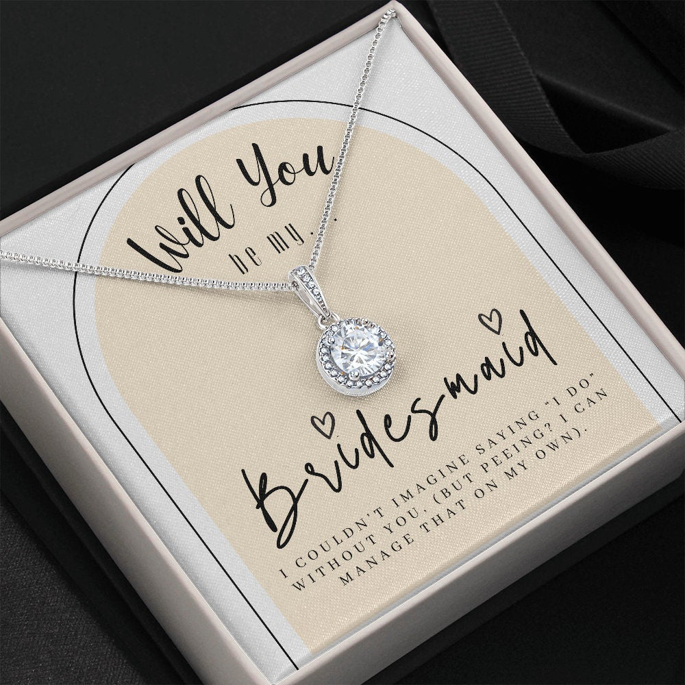Bridesmaid Proposal Box with LeD light & Necklace on Beige background