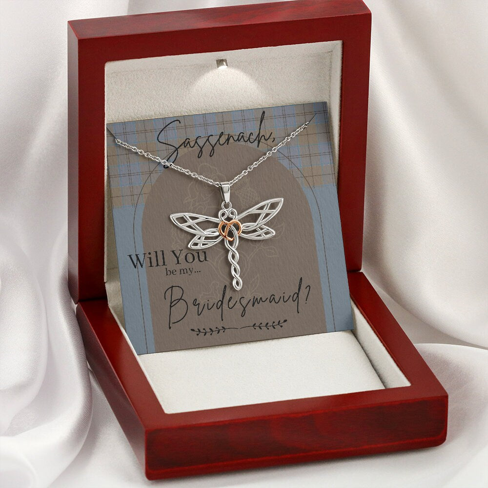 Outlander Themed bridesmaid Proposal Box with Led Light & Necklace