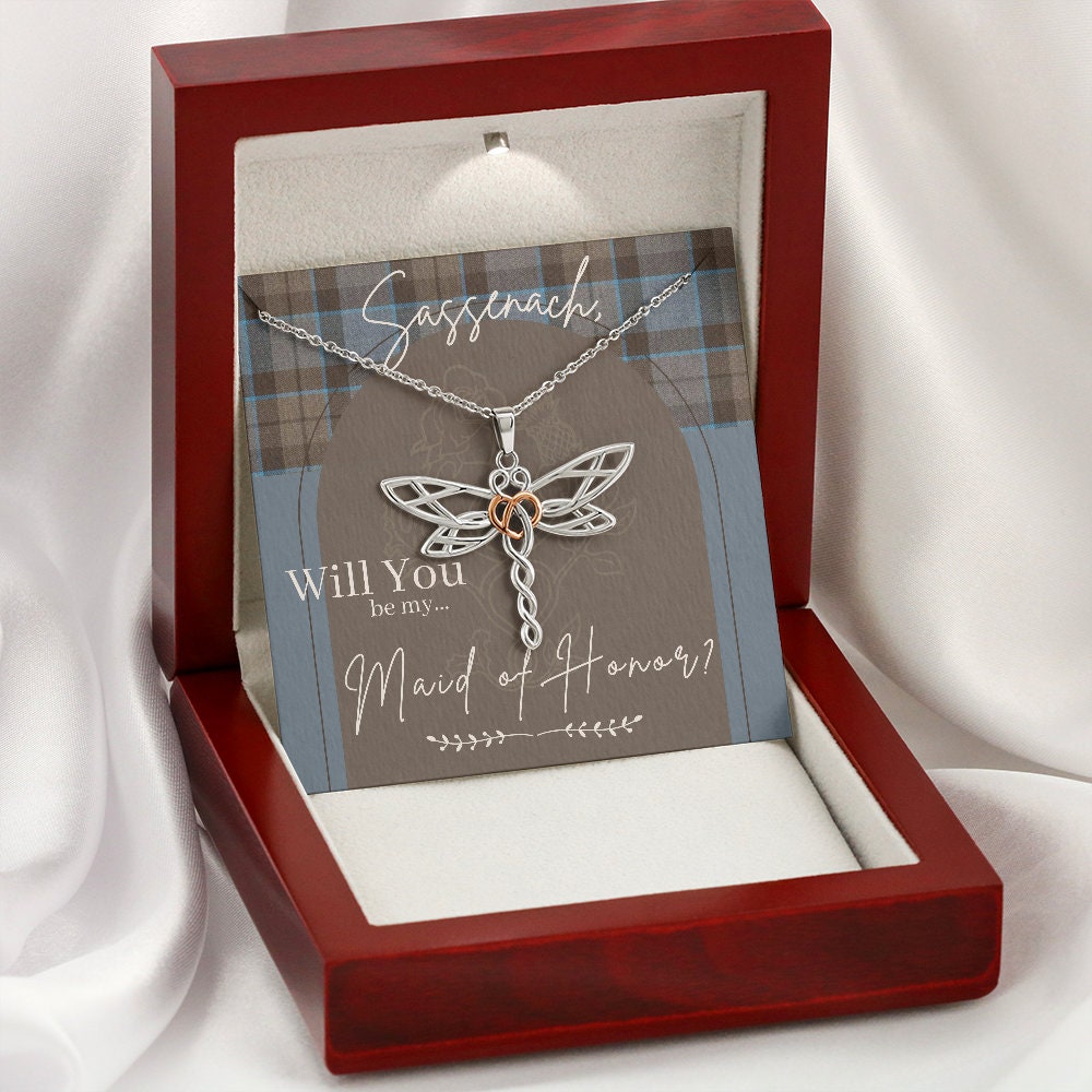 Dragonfly Outlander Wedding Bridesmaid Proposal Necklace