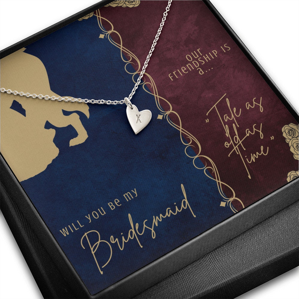 Personalized Heart Friendship Bracelet for Bridesmaid - Beauty and the Beast
