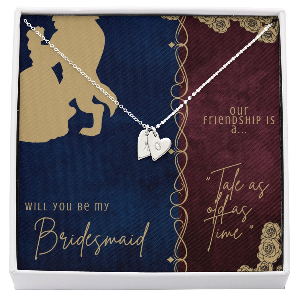Personalized Heart Friendship Bracelet for Bridesmaid - Beauty and the Beast