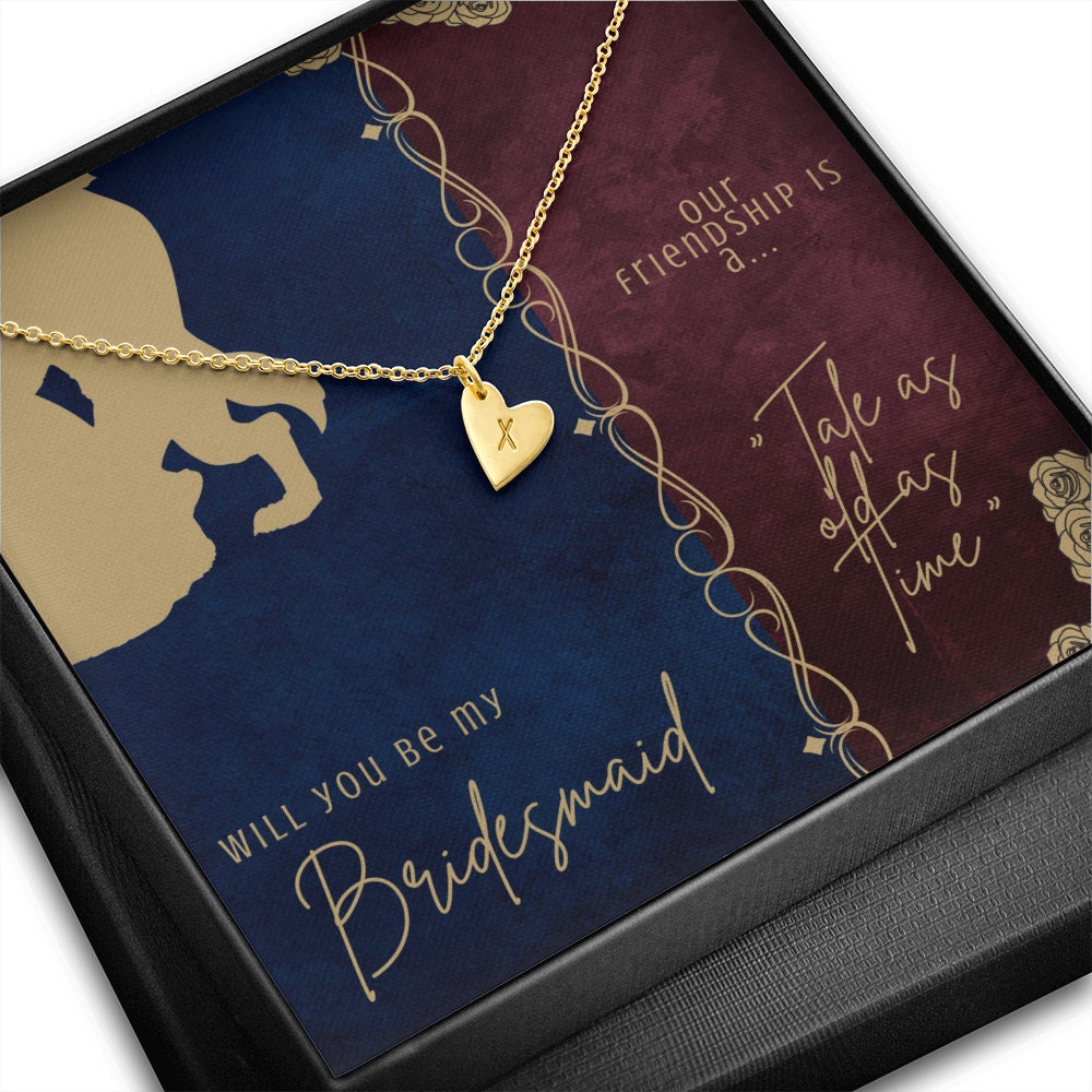 Personalized Heart Friendship Bracelet for Bridesmaid - Beauty and the Beast