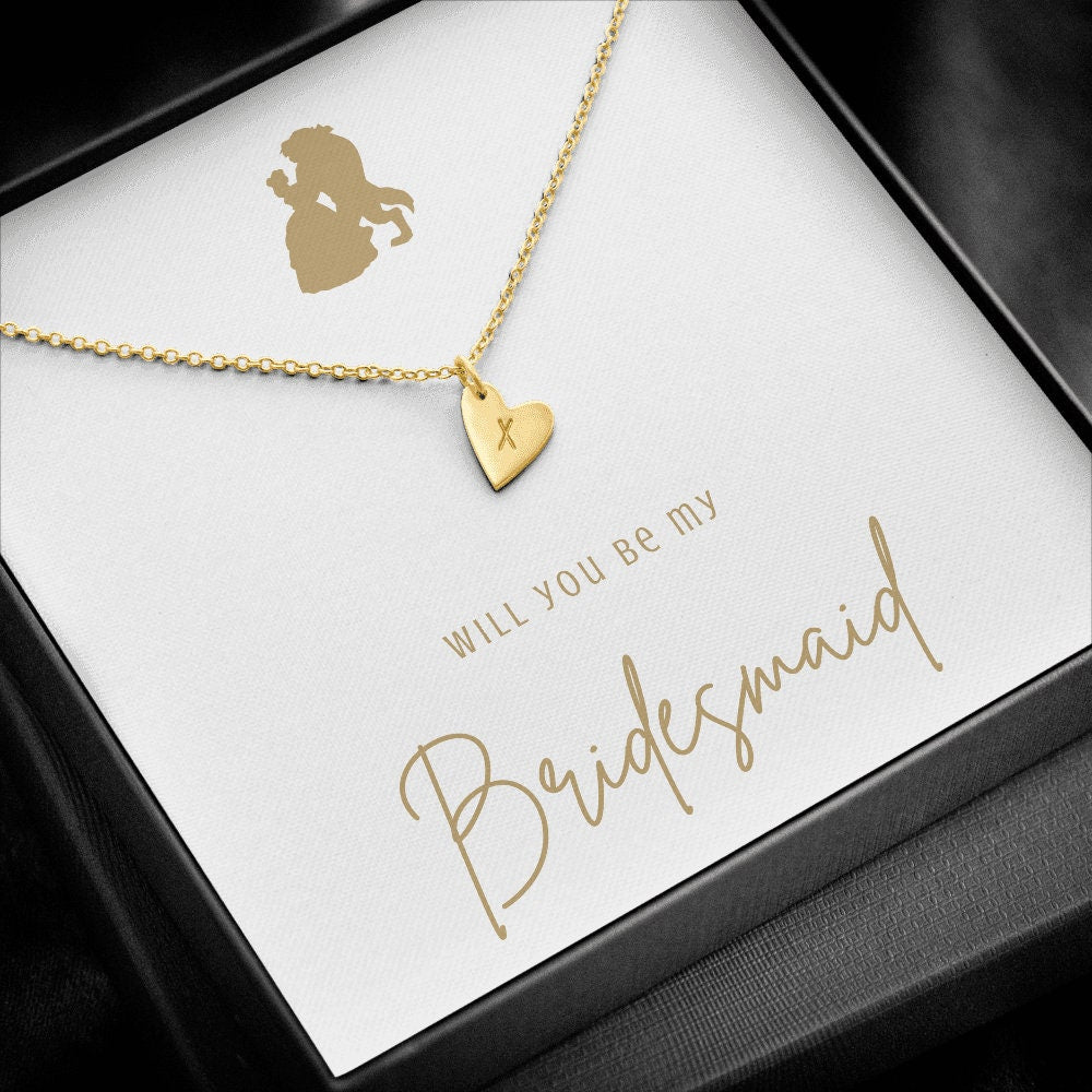 Beauty and the Beast Gold Bridesmaid Proposal Necklace Box with Monogram