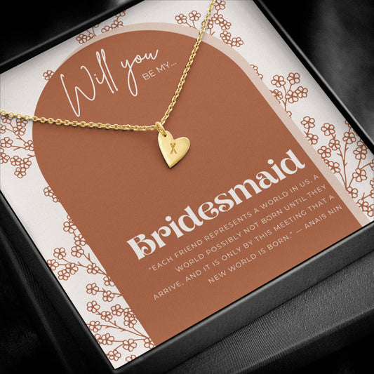 Terracotta Bridesmaid Proposal Gift with Necklace and optional wood box