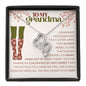 Necklace and Card for Grandma, Large Text, Mothers Day Gift, Birthday, Grandmother, Heart Necklace, Rain Boots, Gardening, Retro, Boho